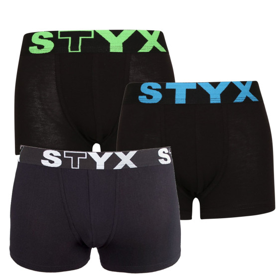 3PACK boxer bambino Styx sport elastico nero (3GJ96012)