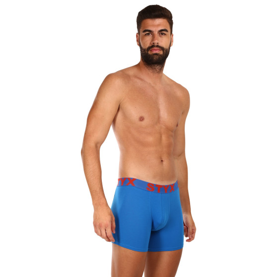 Boxer da uomo Styx lungo sport elastico blu (U1167)