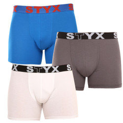 3PACK boxer uomo Styx lungo sportivo elastico multicolore (3U10137)