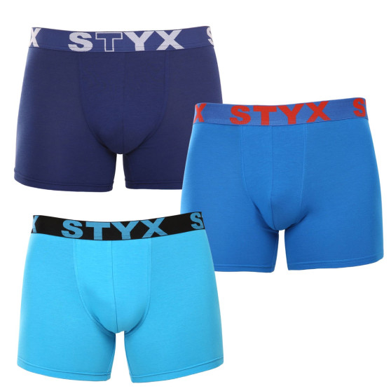 3PACK boxer uomo Styx sport gomma oversize blu (3R96879)