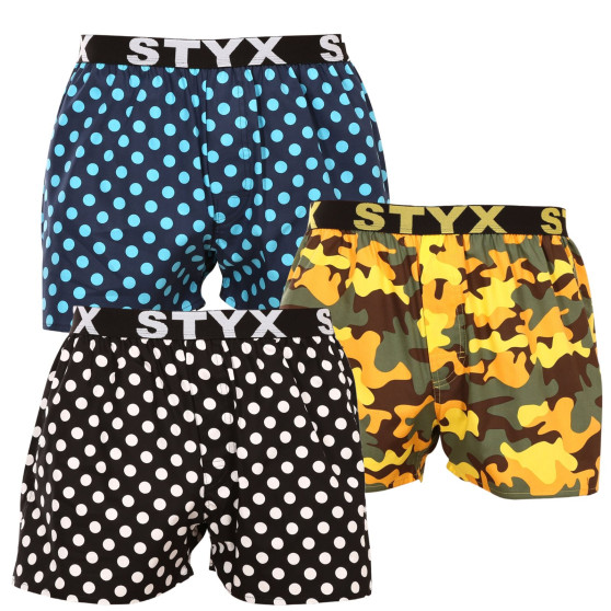 3PACK Boxer da uomo Styx art sport gomma multicolore (3B15901)