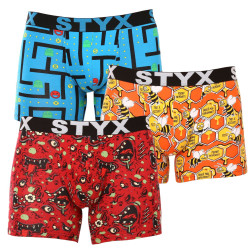 3PACK boxer uomo Styx lungo arte sport elastico multicolore (3U12914)