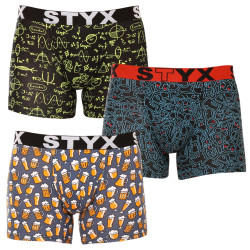 3PACK boxer uomo Styx lungo arte sport elastico multicolore (3U12672)