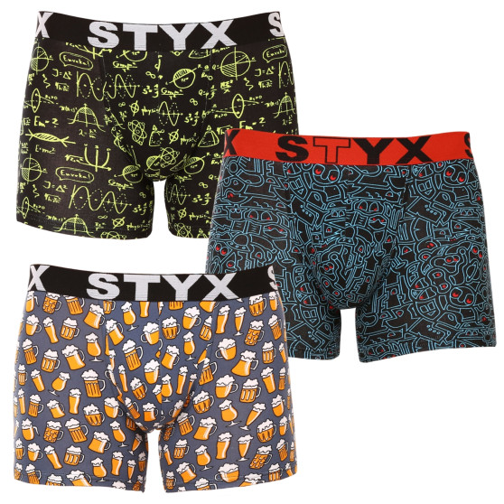 3PACK boxer uomo Styx lungo arte sport elastico multicolore (3U12672)