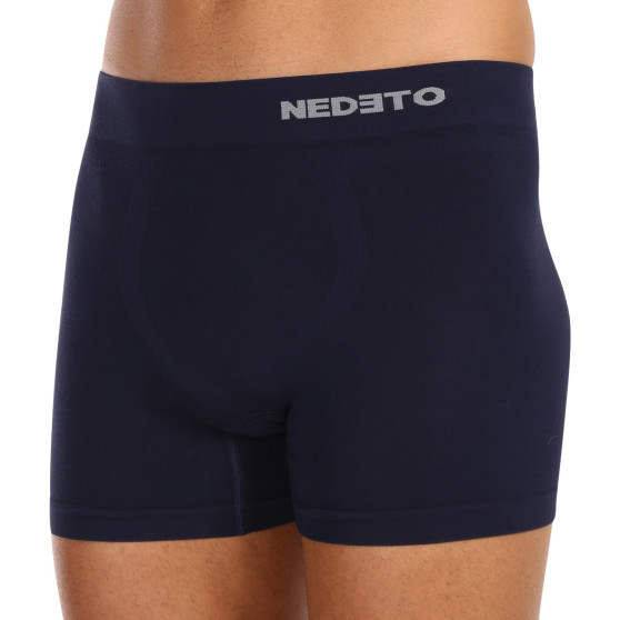 Boxer da uomo Nedeto senza cuciture in bambù blu (NDTB002S)