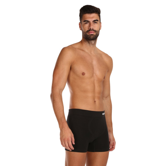 5PACK boxer uomo Nedeto senza cuciture in bambù nero (5NDTB001S)