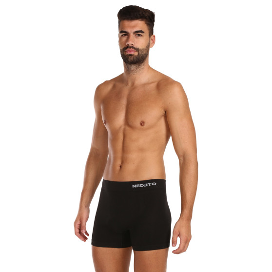 5PACK boxer uomo Nedeto senza cuciture in bambù nero (5NDTB001S)