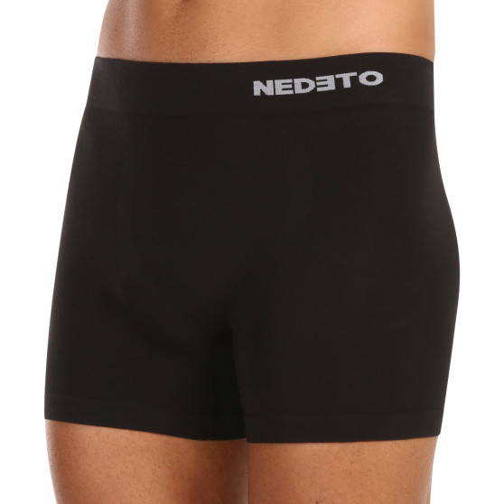 5PACK boxer uomo Nedeto senza cuciture in bambù nero (5NDTB001S)