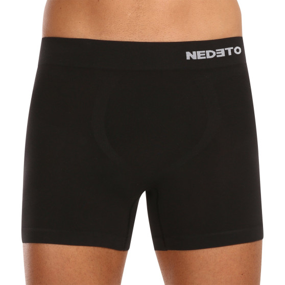 5PACK boxer uomo Nedeto senza cuciture in bambù nero (5NDTB001S)