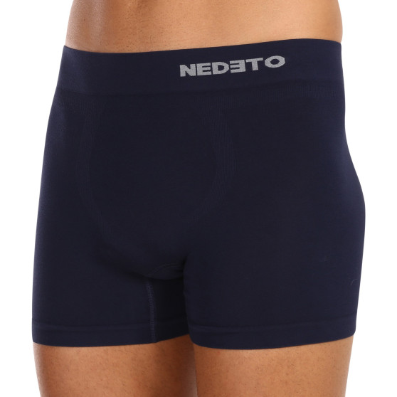 5PACK boxer uomo Nedeto senza cuciture in bambù blu (5NDTB002S)