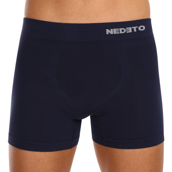 5PACK boxer uomo Nedeto senza cuciture in bambù blu (5NDTB002S)