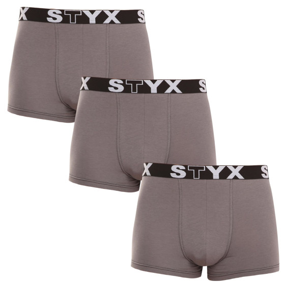 3PACK boxer uomo Styx sport elastico grigio scuro (3G1063)