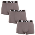 3PACK boxer uomo Styx sport elastico grigio scuro (3G1063)