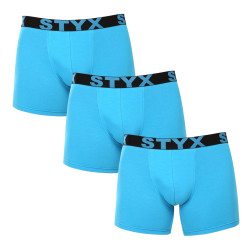 3PACK boxer uomo Styx lunghi sportivi elastici blu chiaro (3U1169)