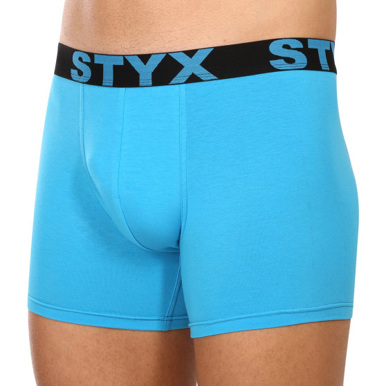 3PACK boxer uomo Styx lunghi sportivi elastici blu chiaro (3U1169)