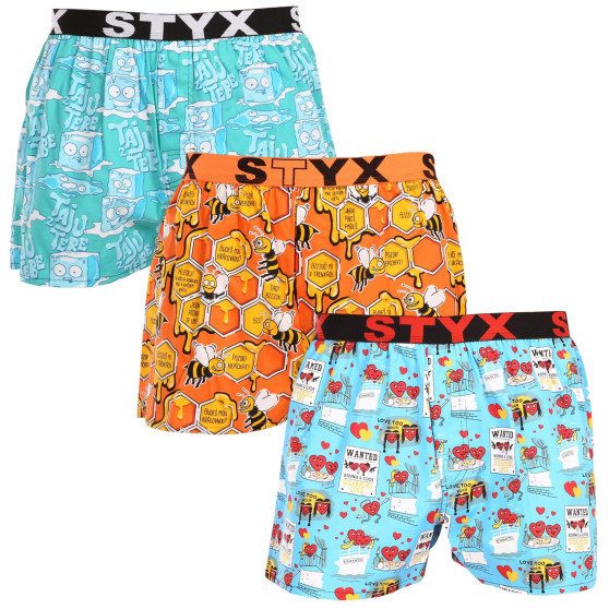 3PACK Boxer da uomo Styx art sport gomma multicolore (3B16476)