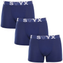 3PACK boxer uomo Styx lungo sport elastico blu scuro (3U968)