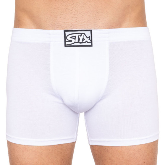 3PACK boxer uomo Styx lungo classico elastico bianco (3F1061)