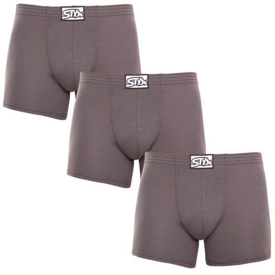 3PACK boxer uomo Styx lungo classico elastico grigio scuro (3F1063)