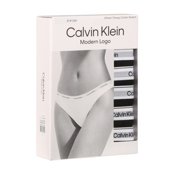 5PACK perizoma donna Calvin Klein nero (QD5221E-UB1)