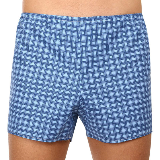 3PACK Boxer classici da uomo Foltýn a quadri blu (3xK54)