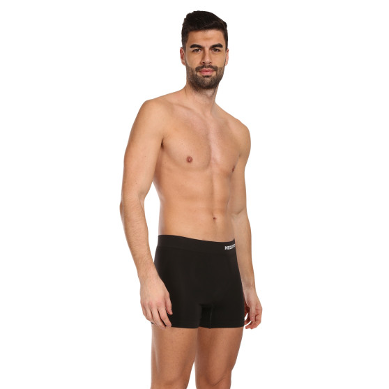 3PACK boxer uomo Nedeto senza cuciture in bambù nero (3NDTB001S)