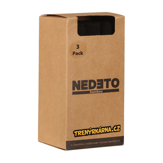 3PACK boxer uomo Nedeto senza cuciture in bambù nero (3NDTB001S)