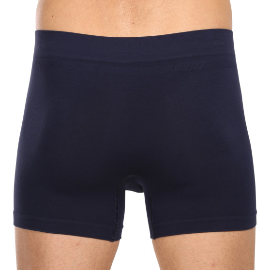 3PACK boxer uomo Nedeto senza cuciture in bambù blu (3NDTB002S)