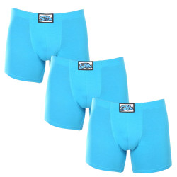 3PACK boxer uomo Styx lungo classico gomma blu chiaro (3F1169)