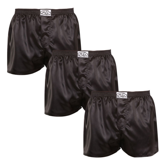 3PACK Boxer da uomo Styx classic elastic satin black (3C0960)