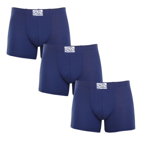 3PACK boxer uomo Styx lungo classico elastico blu scuro (3F0968)