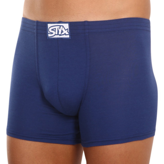 3PACK boxer uomo Styx lungo classico elastico blu scuro (3F0968)