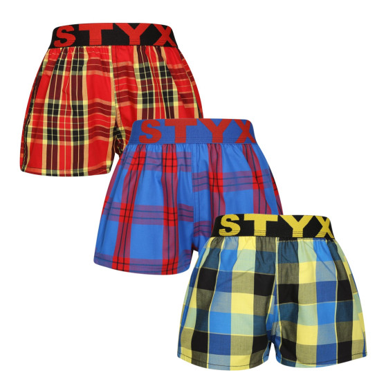 3PACK Boxer da bambino Styx sport elastico multicolore (3BJ11456)