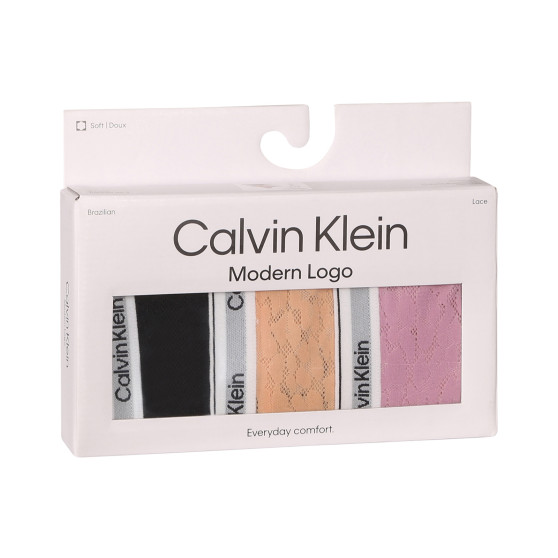 3PACK Mutandine brasiliane da donna Calvin Klein multicolore (QD5068E-GP9)