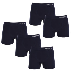 5PACK boxer uomo Nedeto senza cuciture in bambù blu (5NDTB002S)