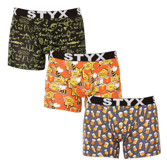 3PACK boxer uomo Styx lungo arte sport elastico multicolore (3U13724)