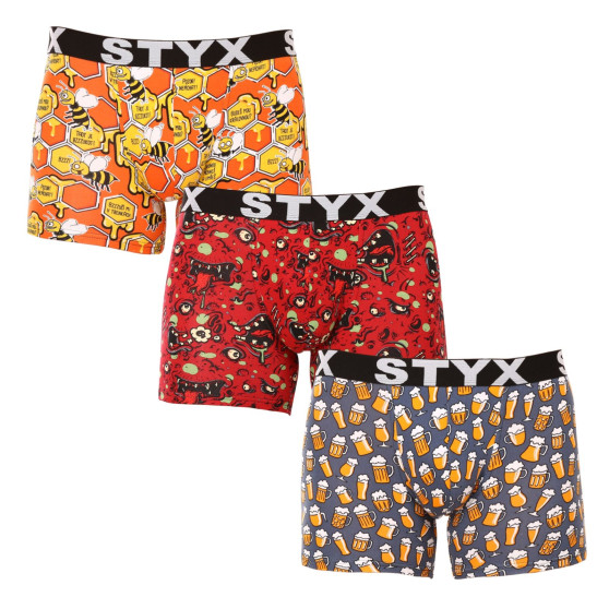 3PACK boxer uomo Styx lungo arte sport elastico multicolore (3U13714)