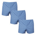 3PACK Boxer classici da uomo Foltýn a quadri blu oversize (3xKN78)