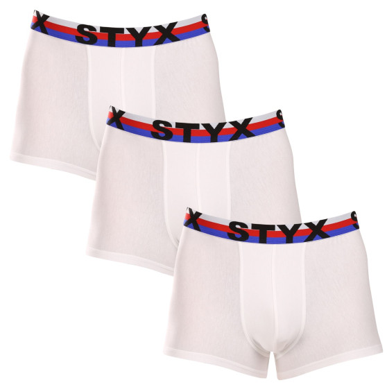 3PACK boxer uomo Styx sport elastico bianco tricolore (3G2061)