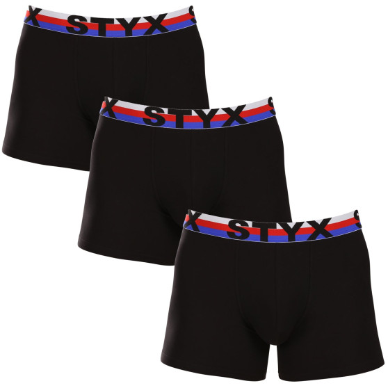 3PACK boxer uomo Styx lungo sport elastico nero tricolore (3U1960)