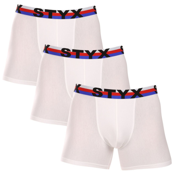 3PACK boxer uomo Styx lungo sport elastico bianco tricolore (3U2061)