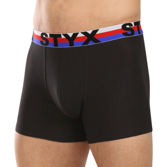 Boxer uomo Styx lungo sport elastico nero tricolore (U1960)