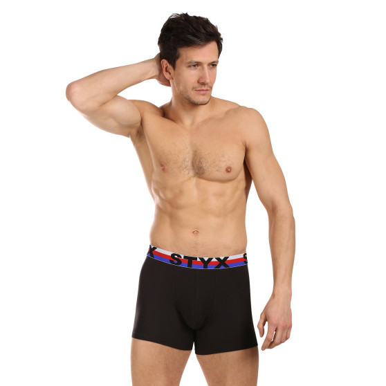 Boxer uomo Styx lungo sport elastico nero tricolore (U1960)