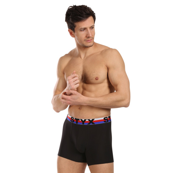 Boxer uomo Styx lungo sport elastico nero tricolore (U1960)