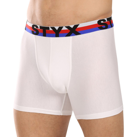 Boxer uomo Styx lungo sportivo elastico bianco tricolore (U2061)