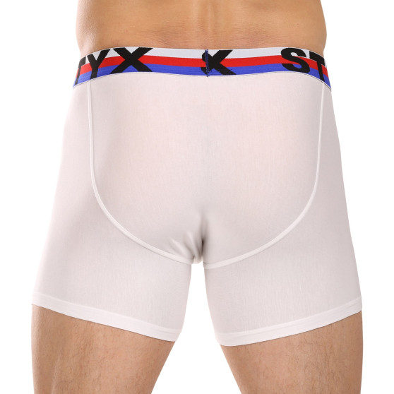 Boxer uomo Styx lungo sportivo elastico bianco tricolore (U2061)