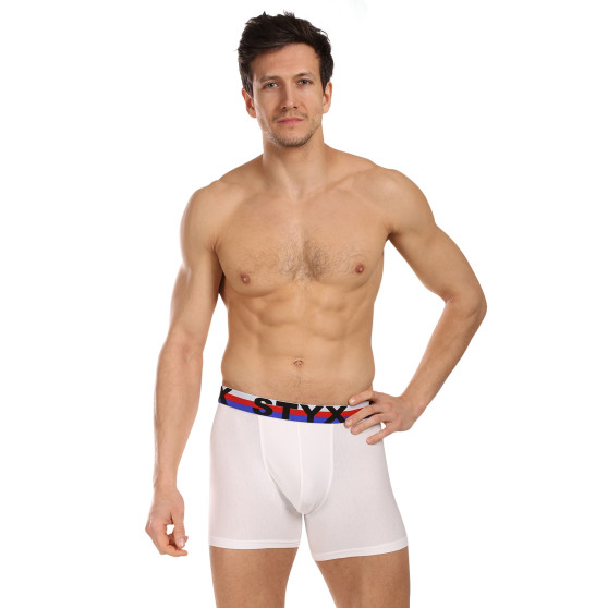 Boxer uomo Styx lungo sportivo elastico bianco tricolore (U2061)