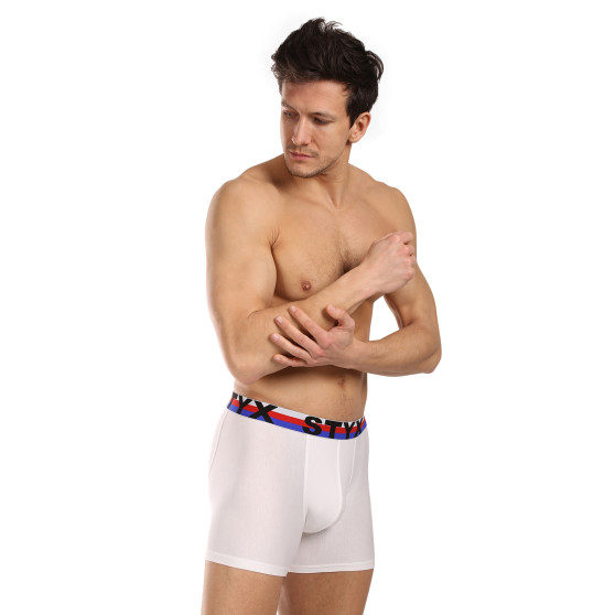 Boxer uomo Styx lungo sportivo elastico bianco tricolore (U2061)