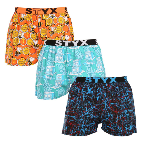 3PACK Styx Boxer da uomo art sports gomma multicolore (3B16347)