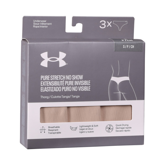 3PACK perizoma donna Under Armour beige (1383893 500)